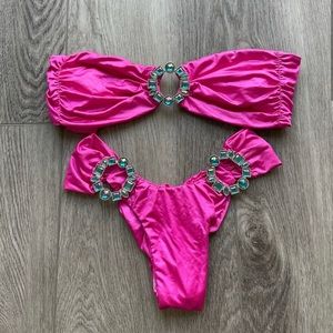 Vintage Beach Bunny Pink bikini with Crystals